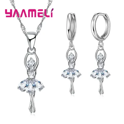 Bijoux en argent Sterling S925 ensembles cadeaux pour femmes collier Design de danseuse de Ballet