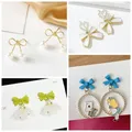 Boucles d'oreilles coréennes en forme de nœud papillon pour femmes pendentifs en Imitation de