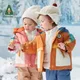 Amila-Doudoune à capuche pour bébé pardessus chaud patchwork de mode 3 en 1 avec poches