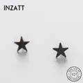 INZATT-Boucles d'oreilles vintage en argent 925 pour femme métal noir petite étoile bijoux