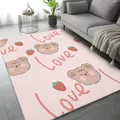 Tapis de décoration en velours pour chambre de bébé ours de dessin animé mignon lea chat chien