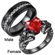 Bague de couple de luxe en forme de coeur pour hommes et femmes bague rubis bague de fiançailles