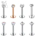 ZS – lot de 6 piercings en cristal 16G en acier inoxydable couleur argent boucles d'oreilles