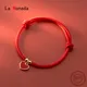 La Monada – Bracelets en argent Sterling 925 pour femmes 16-22cm corde rouge en forme de cœur