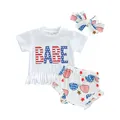 Lioraitin – vêtements d'été pour bébés filles de 0 à 24 mois chemise avec étoiles imprimées 3