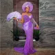 Robe de Soirée de Forme Sirène pour Femme Africaine Tenue de Bal de Luxe Longue Violet avec des