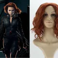 Natasha Romanoff-Perruque Synthétique Courte Bouclée Cheveux Mélangés Rouge Marron Degré de