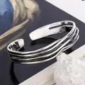 Bague Moebius plaquée argent simple pour hommes et femmes bracelet à boucle Extron mode rétro