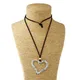Grand collier pendentif coeur d'amour creux en argent tibétain pour femme long collier en cuir