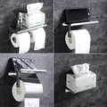 Porte-rouleau de papier toilette auto-adhésif en acier inoxydable 2024 finition noire installation