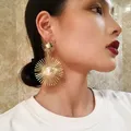 Boucles d'oreilles longues exagérées pour femmes boucles d'oreilles pendantes rondes en grosse