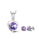 Ensemble de bijoux de mariée en cristal violet en forme de cœur collier et boucles d'oreilles à