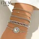 17KM-Ensembles de bracelets en argent pour femmes bracelets multicouches vintage bracelets creux