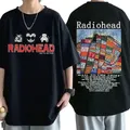 Radiohead-T-shirt imprimé vintage pour homme 100% coton unisexe hip hop groupe de rock hip to