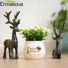 ERMAKOVA – Statue de cerf en résine en 2 pièces Sculpture Miniature de cerf mignon pour maison