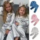 Ensemble pyjama en Satin pour filles 2 pièces manches longues boutonné vêtements de nuit pour