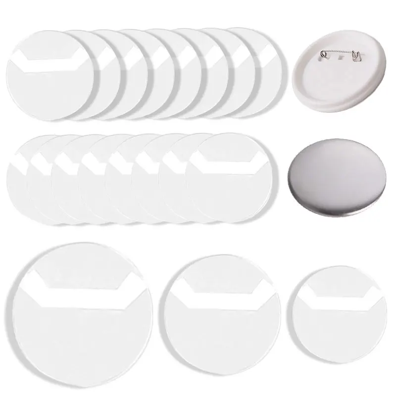 Étui de protection rond transparent en PVC pour badges, 10 pièces, sacs de rangement pour broches, pour bricolage, fabrication de badges, sac d'exposition, matériaux de couverture d'emballage