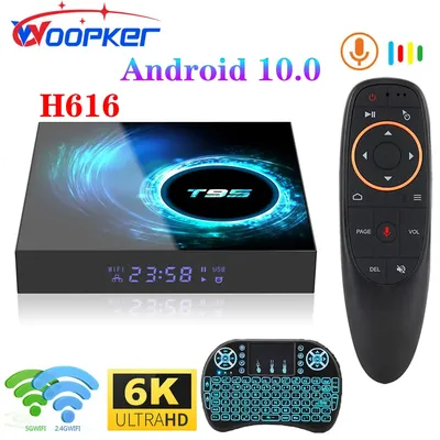 WOOPKER-Boîtier Smart TV T95 Android 10.0 Wifi 2.4G et 5G Voix 3D 32 Go 64 Go 6K Décodeur