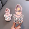 Chaussures de princesse en cuir pour filles chaussures de danse à paillettes nœud strass simples