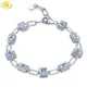 Bracelet en aigue-marine authentique et argent massif S925 pierre précieuse naturelle bleu clair