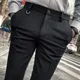 Pantalon habillé slim à rayures noires pour hommes pantalon droit vêtements formels mode