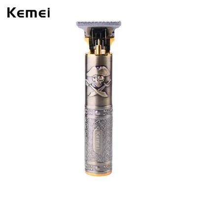 Kemei tondeuse à cheveux professionnelle T9 rasoir électrique sans fil 0MM étoile de cheveux en