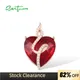 SANTUZZA-Pendentif Coeur CZ pour Femme Argent Sterling Pur 925 Charbon Rouge Blanc Cadeaux