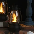 Lampe à huile électrique rétro lampe poney éolien LED lampe à kérosène portable petite lanterne