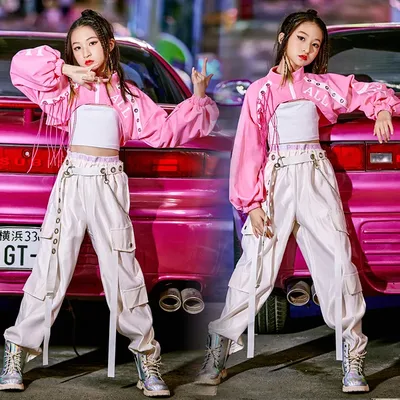 Costume de scène de danse de rue rose pour filles vêtements de danse Hip Hop pour la journée des