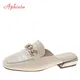 AphFête ta-Pantoufles à rayures carrées pour femmes chaussures d'été à la mode grande taille 43