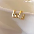 Boucles d'oreilles en forme de cerceau doré pour femmes bijou coréen géométrique en métal doré