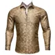 Barry.Wang – chemises en soie Paisley dorée à manches longues pour homme vêtement de luxe à fleurs
