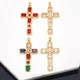 OCESRIO-Pendentif en cristal multicolore pour collier grande croix cuivre plaqué or bijoux Nina