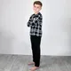 Ensemble de pyjama noir imprimé écossais pour enfants t-shirt long et pantalon vêtements