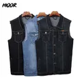 HIQOR Plus Taille Mâle Denim GlaMen Hip Hop Cowboy Jeans Gilet Hommes Moto Style fibrJeans Veste