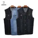 HIQOR Plus Taille Mâle Denim GlaMen Hip Hop Cowboy Jeans Gilet Hommes Moto Style fibrJeans Veste