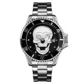 Seton-Montre tête de mort en acier inoxydable pour homme montres-bracelets à quartz étanches