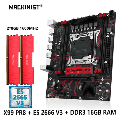 MACHINIST-Kit de carte mère X99 LGA 2011-3 Set Xeon E5 2666 V3 processeur CPU DDR3 2*8 Go de
