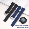 Remplacement du bracelet de montre en résine PU noire 18mm Fratios W F84 F105 F108 A158 A168