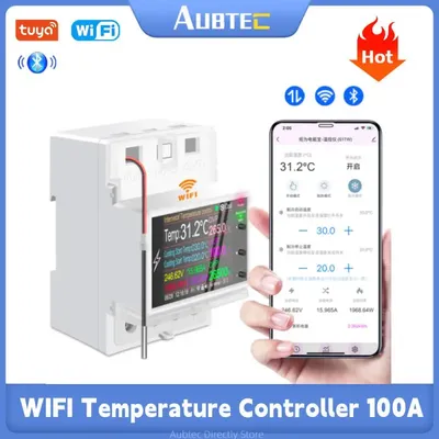 Tuya-Contrôleur de température WiFi 265V 100A AT4PTW Rail DIN Thermostat numérique Incubateur