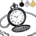 Montre de poche rétro exquise à Quartz noir/argent/or cadran lisse avec pendentif de 30 CM