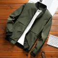 Blouson bombardier à col montant pour homme Streetwear couleur unie Style coréen bas côtelé