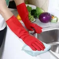 Gants rouges longs en latex pour laver la vaisselle manche en caoutchouc imperméable outil de