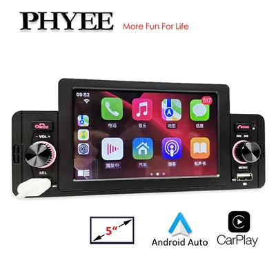 Apple CarPlay Autoradio Bluetooth mains libres 5 " 1 Din HD lecteur MP5 Android-Auto TF USB