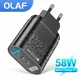 Olaf – chargeur USB type-c 58W PD charge rapide adaptateur secteur pour téléphone portable 3