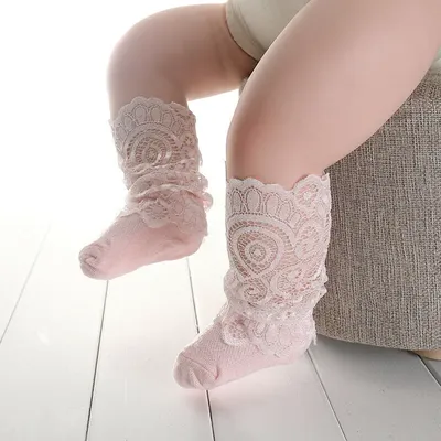Chaussettes de princesse à volants en dentelle pour bébés filles mignonnes couleur unie jusqu'aux