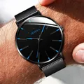 Montres-bracelets à quartz en maille d'acier noir pour hommes montres-bracelets à bande horloge