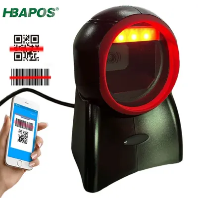 HBAPOS – Scanner de codes QR 1D 2D mains libres lecteur de codes à barres filaire USB décodeur à