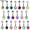 Lot de 5/10/15/20 Piercings en acier chirurgical cristal unique strass anneaux de Nombril boule