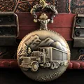 Montre de poche à Quartz gravée Antique avec Train Steampunk demi-chasseur Fob collier pratique